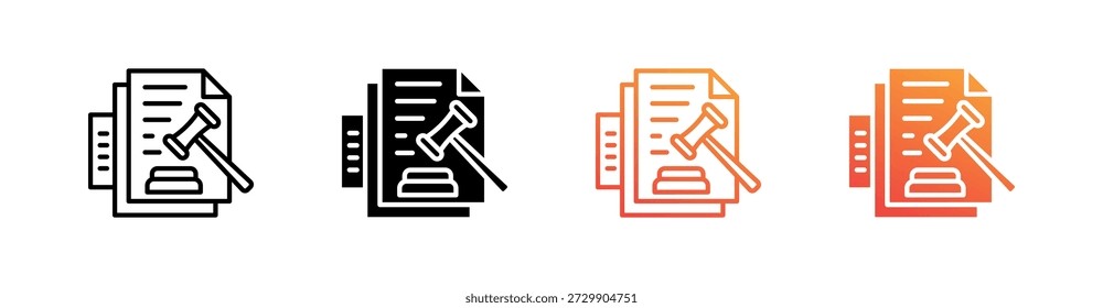 Law Multiple Style Icon Set Vector