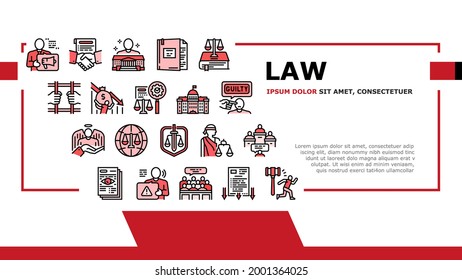 Law Notary Advising Landing Header Vector. Law Advisor And Agreement, Government Building, Court And Tribunal, Constitution And Crime Illustration