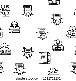 Law Notary Advising Vector Seamless Pattern Thin Line Illustration