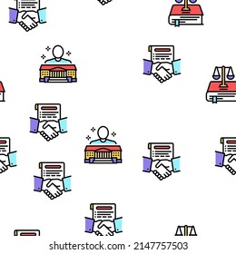 Notario de Derecho Aconsejando a Vector Patrón sin Marea Ilustración De Línea Delgada
