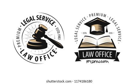 Law office, attorney, lawyer logo or label. Justice symbol. Vector illustration