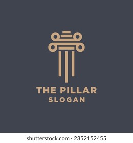 Law office creative web pillar icon logo design vector illustration. law firm of justice pillar logo