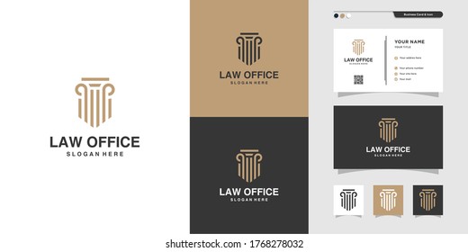 Law office logo and business card design. gold, firm, law, icon justice, business card, company, office, Premium Vector