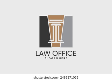 Plantilla de Vector de diseño de logotipo de oficina legal con ícono cuadrado e idea creativa