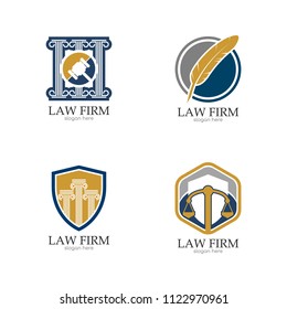 Law office logo. The judge, Law firm logo template, law school set of vintage labels. full vector badge and easy to edit able. Lawyer office emblem icon vector illustration