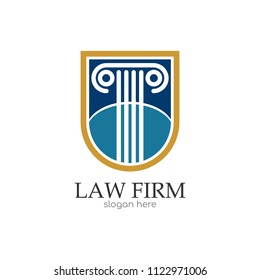 Law office logo. The judge, Law firm logo template, law school set of vintage labels. full vector badge and easy to edit able. Lawyer office emblem icon vector illustration