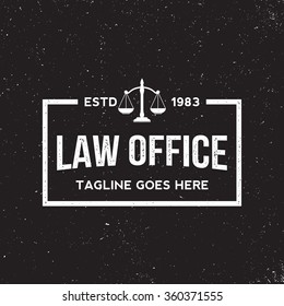 law office logo on grunge black background. vector illustration