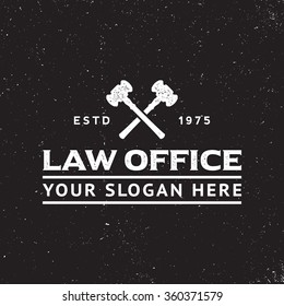 law office logo on grunge black background. vector illustration