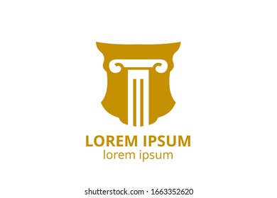 Law office logo set with scales of justice, illustrations. Act, principle, legal icon design. Vector vintage attorney, advocate labels, juridical firm badge.