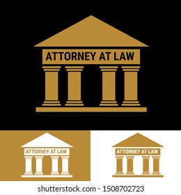Law office logos set with scales of justice, gavel etc illustrations. Vector attorney logo, advocate labels, juridical firm badges collection. Act, principle, legal icons design.
