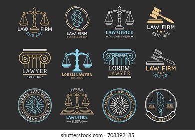 Law Office Logos Set Scales Justice Stock Vector (Royalty Free) 322744469