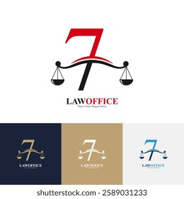 Law office number 7 logo design vector. Suitable for lawyer, justice, law attorney, legal, lawyer service, scale, law firm, initial and label poster 