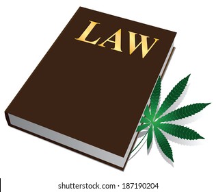 Law On The Legalization Of Marijuana, Cannabis Plant Book. Vector Illustration.
