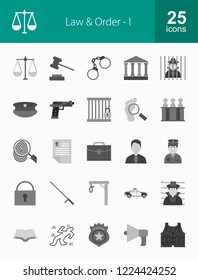 Law & Order Flat Greyscale Icons