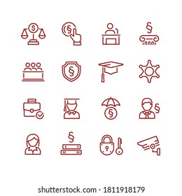 Law and Order Linear Vector Icons Set