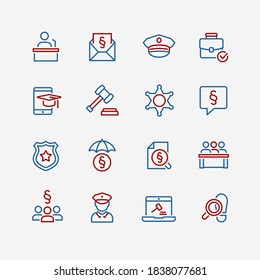 Law and Order Linear Vector Icons Set