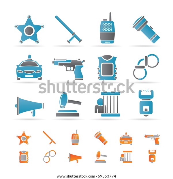 law,
order, police and crime icons - vector icon
set
