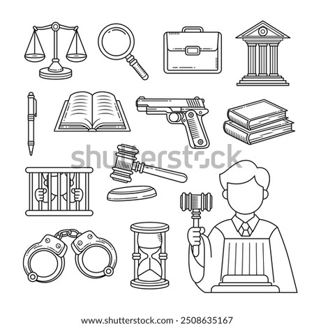 Law Outline Doodle Hand Drawn vector illustration