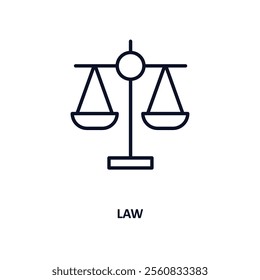 law outline icon.  Thin line icon from education collection. Editable vector isolated on white background