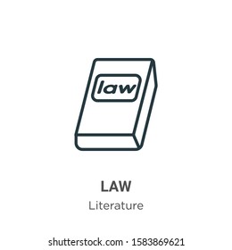 Law outline vector icon. Thin line black law icon, flat vector simple element illustration from editable literature concept isolated on white background
