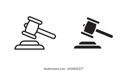 Law outlined and solid icon vector collection.