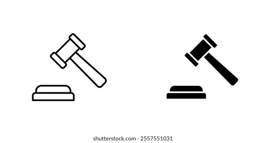 Law outlined and solid icon vector collection.