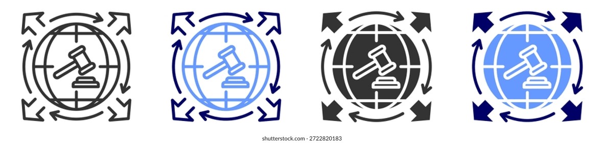 Conjunto de iconos de externalización de la ley con varios estilos