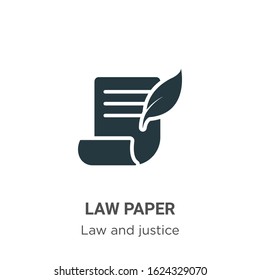 Law paper glyph icon vector on white background. Flat vector law paper icon symbol sign from modern law and justice collection for mobile concept and web apps design.