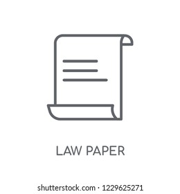 law Paper linear icon. Modern outline law Paper logo concept on white background from law and justice collection. Suitable for use on web apps, mobile apps and print media.