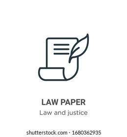 Law paper outline vector icon. Thin line black law paper icon, flat vector simple element illustration from editable law and justice concept isolated stroke on white background