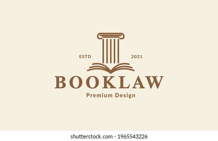 pilar de ley con logotipo de libros símbolo vector icono diseño gráfico
