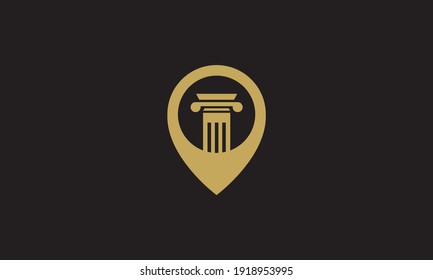 law pillar with pin map locations  logo design vector icon symbol illustration