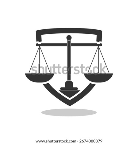 Law protection icon with shadow