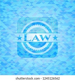 Law realistic sky blue emblem. Mosaic background