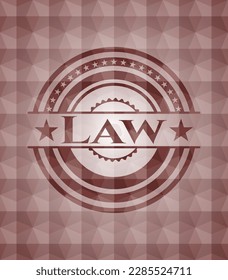 Law red seamless emblem or badge with geometric pattern background. 