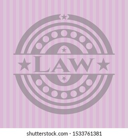 Law retro style pink emblem. Vector Illustration. Detailed.