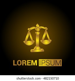 Law Scale 3D Golden Metallic Premium Royal Corporate Logo / Icon