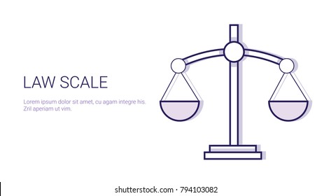 Law Scale Concept Template Web Banner With Copy Space Vector Illustration