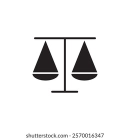 Law scale icon black and white vector outline sign