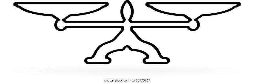 Law scale icon. Justice symbol. Flat illustration for web site or mobile app. Vector drawing of Balance Scales and weights. Weight icon.