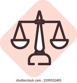 Rechtsskala, Illustration, Vektorgrafik auf weißem Hintergrund.