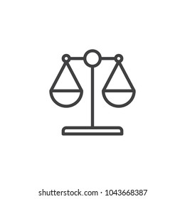 Law scale outline icon. linear style sign for mobile concept and web design. Libra simple line vector icon. Symbol, logo illustration. Pixel perfect vector graphics