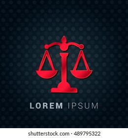 Law Scale Red chromium precious metallic 3D Icon / Logo Design