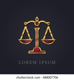 Law Scale Red Ruby with Golden Frame Precious Jewellery Icon / Logo Design