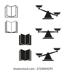 Law scale set collection. Education balance Vector. Knowledge library symbol. Justice book graphic element bundle. EPS 10.