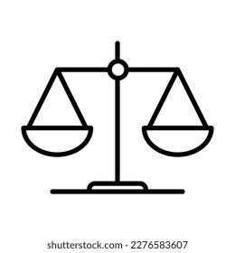 Icono vectorial de escala de ley, símbolo de justicia. Ilustración plana moderna sobre fondo blanco.. eps