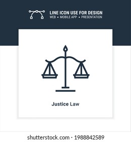 Law Scales Judgement Line Style Icon Graphic Design Vector Illustration