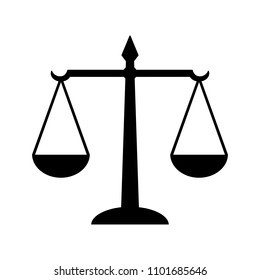 Law scales of justice icon. Symbol of law measuring legal case's support and opposition. Vector Illustration