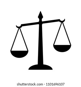 Law scales of justice icon. Symbol of law measuring legal case's support and opposition. Vector Illustration