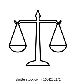 Law scales of justice line icon. Symbol of law measuring legal case's support and opposition. Vector Illustration